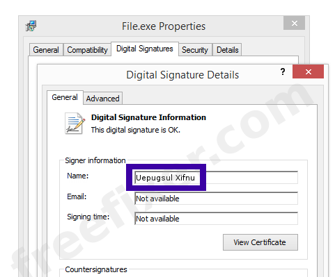Screenshot of the Uepugsul Xifnu certificate